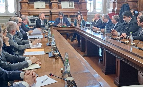 Immagine del ministro Fitto nella prima riunione della cabina di Regia della Zona Economica Speciale